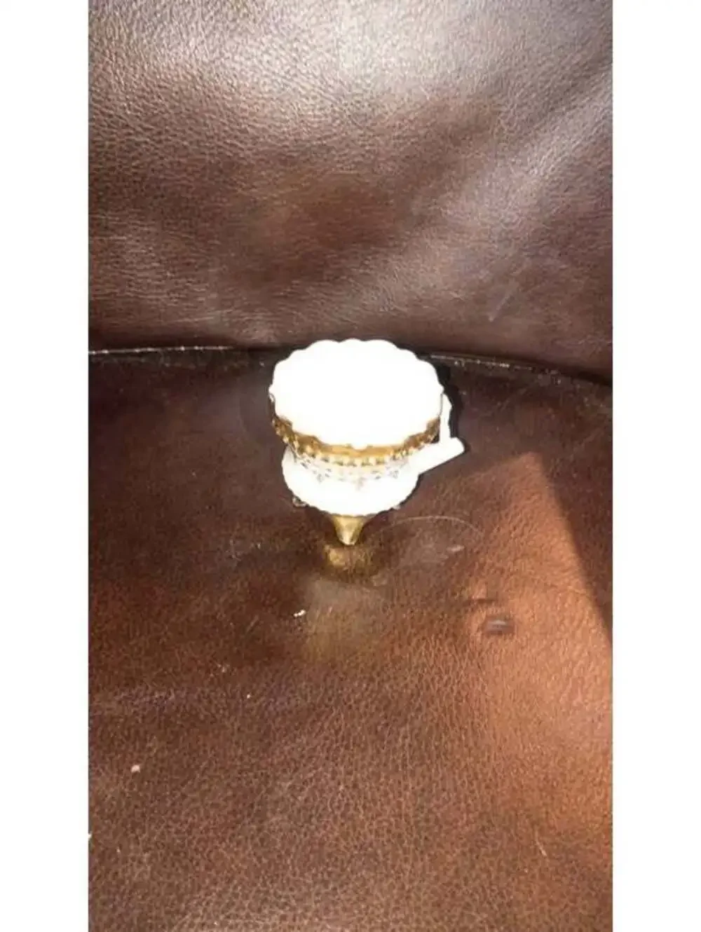 Vintage Style White and Gold Decorative Teacup Ring Holder
